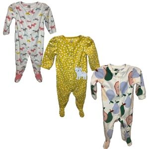 2/$20 EUC baby girls 9m carters fleece pajamas bundle of 3